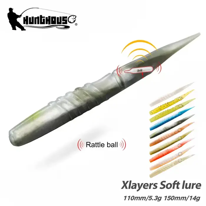 Hunthouse Xlayers leurre de pêche souple 110mm 5.3g 6 pièces 150mm 14g 4 pièces matériau en Silicone