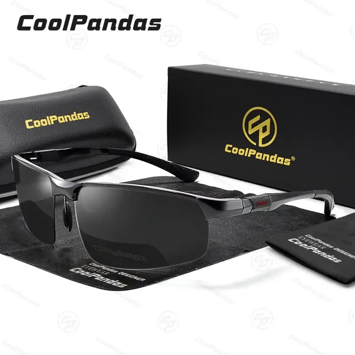 Lunettes de soleil polarisées UV400 pour hommes, lunettes de sport et de conduite, cadre en alliage, verres TAC, design carré pour toutes les formes de visage