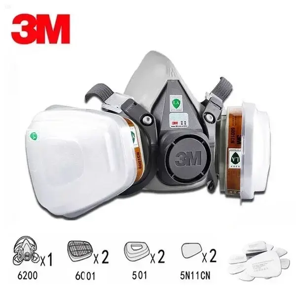 Masque à gaz 3M 6200 pour peinture en aérosol protection contre la poussière et les gaz respirateur demi-masque réutilisable pour artistes artisans et techniciens