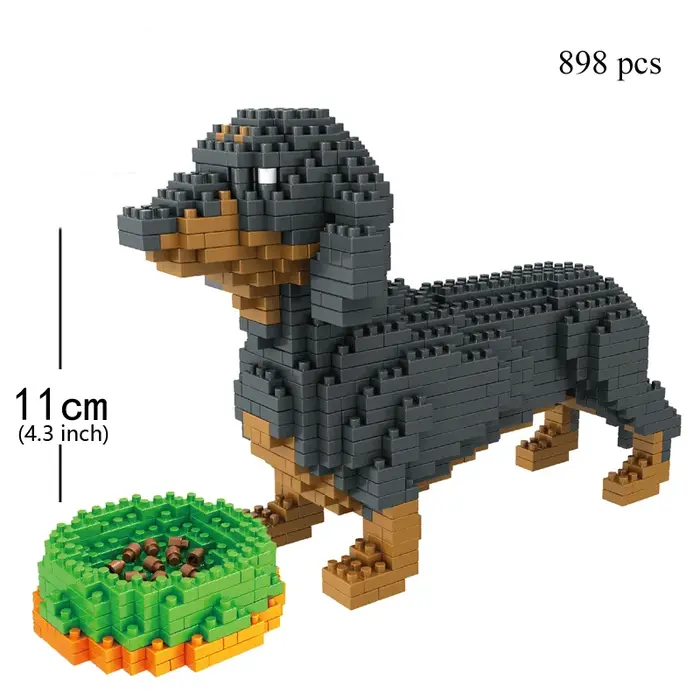 Modèle de chien teckel, Micro Mini blocs de construction, ensemble de jouets de loisirs éducatifs, c