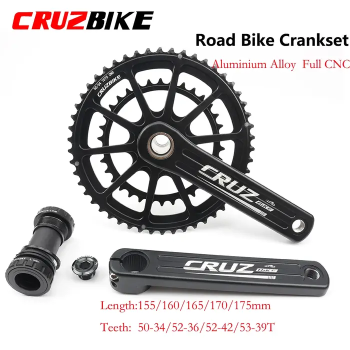 CRMERCEDES-Pédalier de vélo de route pliant à double plateau, vis BB, 155mm, 160mm, 165mm, 170mm, 17