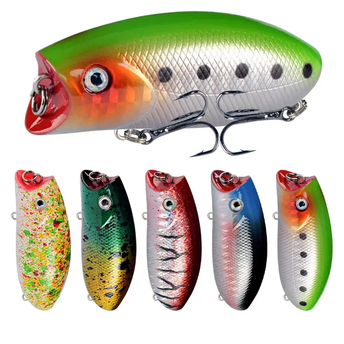Appât dur flottant en plastique avec 6 hameçons, leurre artificiel wobbler, 5 couleurs, 5.5cm, 10.5g