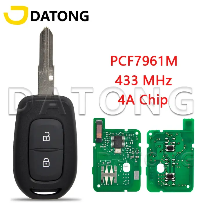 Datong World – clé télécommande de voiture à 2 boutons, 4A, 433MHz, avec lame VAC102, pour Renault S