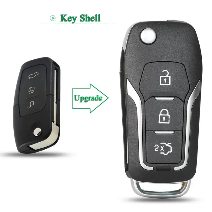 Bilchave modifié 3 boutons rabat télécommande coque de clé de voiture pour Ford Focus 2 3 mondeo Fie