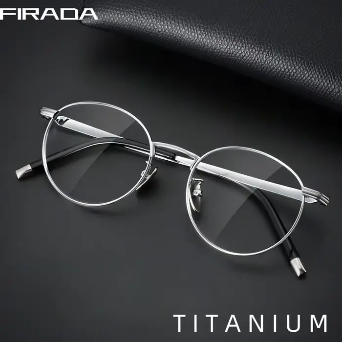 FIRADA mode lunettes Vintage luxe pur titane lunettes rondes optique lunettes de Prescription lunett