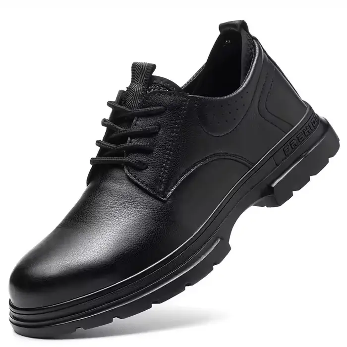 Chaussures de sécurité en cuir de vache pour hommes, chaussures de travail en cuir véritable, indest