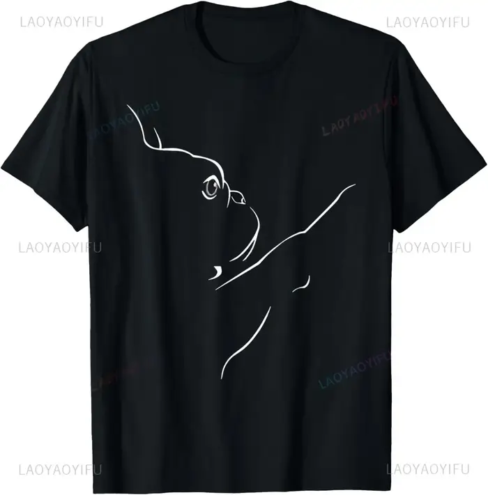 Bouledogue français Illustration ligne Art Bulldog amoureux T-Shirt