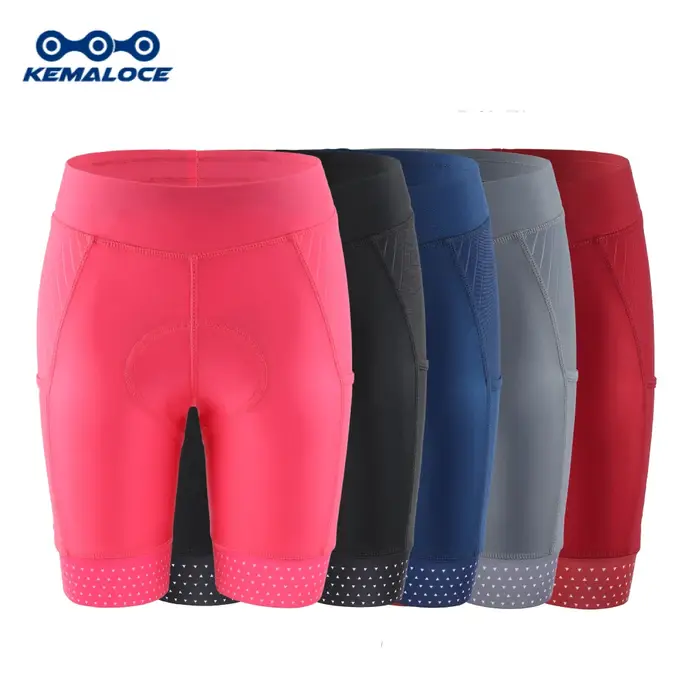 KEMALOCE-Short de cyclisme respirant pour femme, rose et noir, short de vélo d'été avec poche coussr