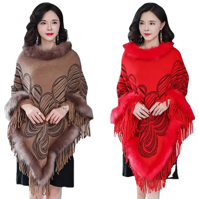 Pashmina en cachemire avec glands pour femme, capes rouges, Everak et ponchos, châles respirants, en