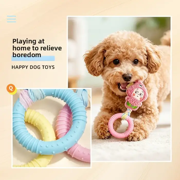 Jouets pour chiens : Anneau interactif en caoutchouc TPR résistant aux morsures pour petits et moyens
