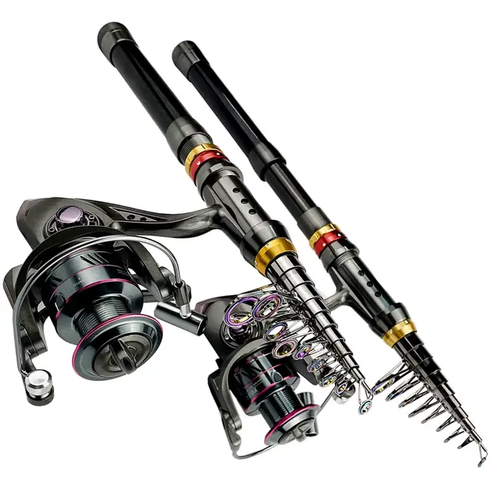 Canne à pêche télescopique carbone + moulinet combo 1.8-3.6m - Résistance 3-8kg pêche chasse
