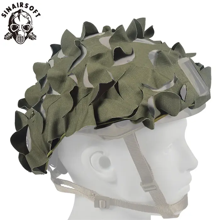 Filet de camouflage tactique 3D pour casque airsoft - Couverture casque nylon découpé laser chasse paintball