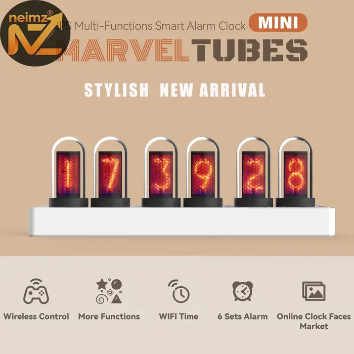 Réveil à Tube Nixie IPS, contrôle WIFI, avec lumières RGB colorées, pour la décoration de salle de j