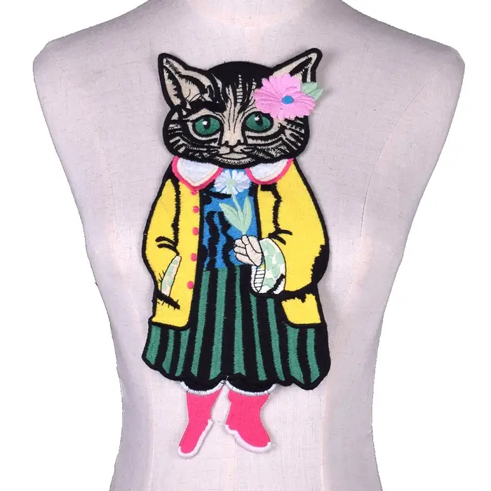 Patchs de chat brodés pour vêtements, Patch à coudre, Badge de dessin animé, accessoire de vêtement