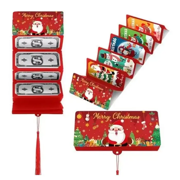 Enveloppe d'argent de noël pour porte-monnaie, 10 emplacements pour porte-carte Surprise en espèces 
