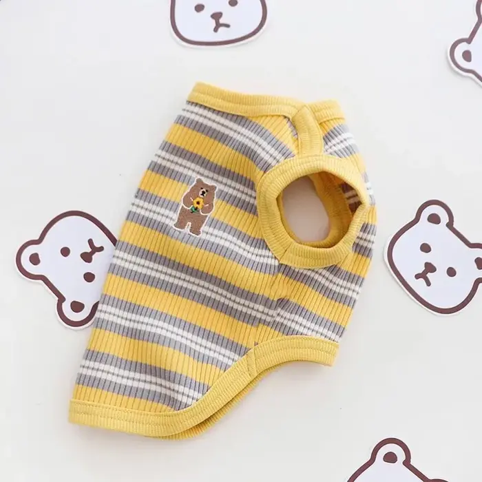 Chemise en coton côtelé pour chien, gilet sans manches à rayures pour petits chiens, tasse à thé, Ch