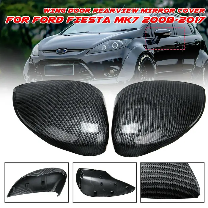 Couvercle de rétroviseur d'aile en Fiber de carbone peint pour Ford Fiesta MK7 2008 – 2019, couvercl