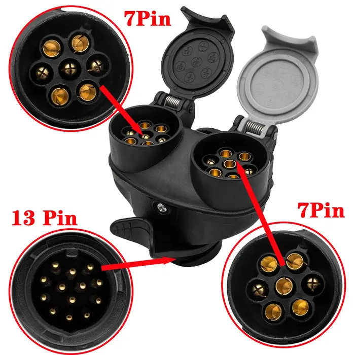 Connecteur d'Alimentation à Double Tête pour Remorque, Accessoire de 13 à 7 Broches, pour Touriste