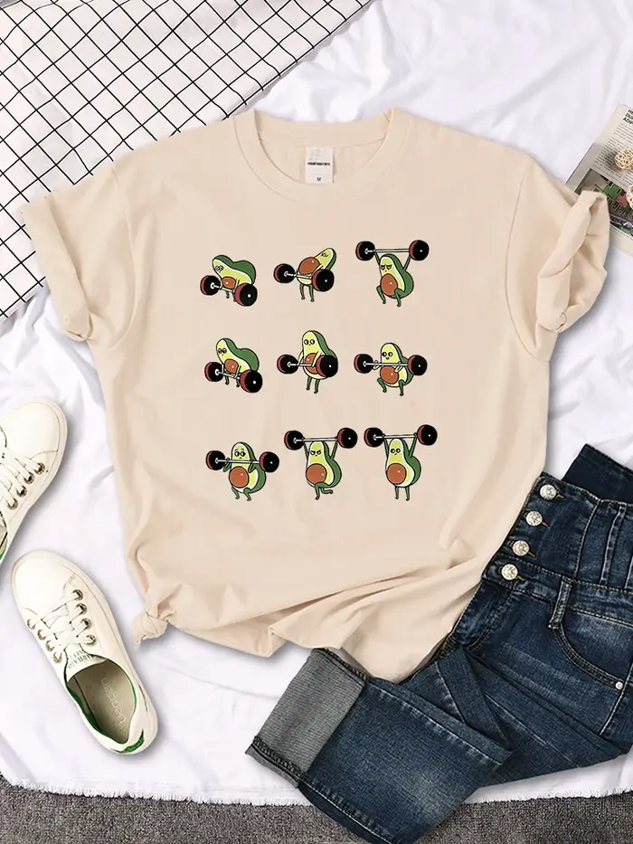 T-shirt femme avocat image de dessin animé t-shirt d'haltérophilie pour femmes Harajuku décontracté 