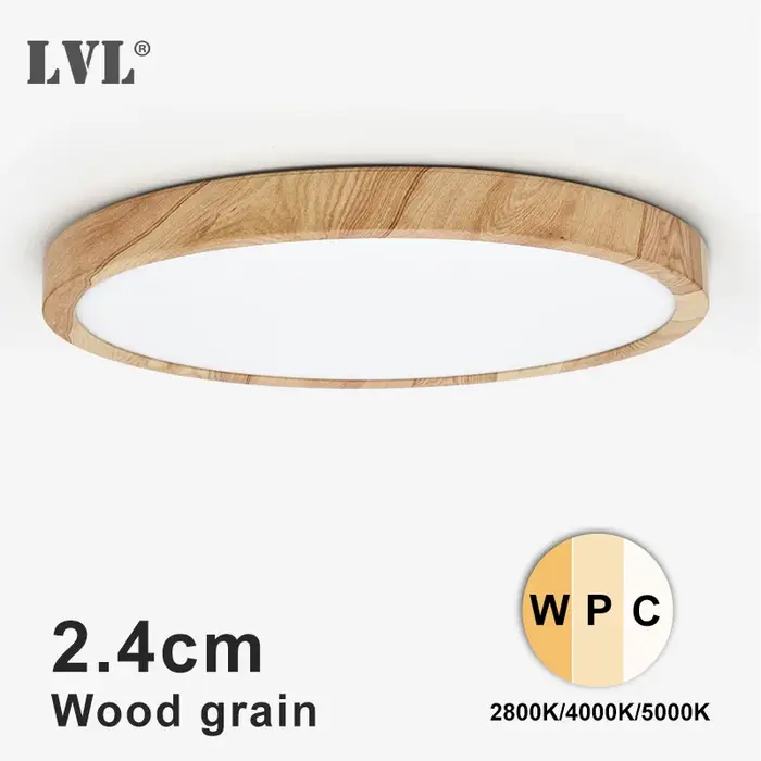 Plafond moderne à LEDs lumière Grain de bois doré une lumière avec 3 couleurs éclairage à la maison 