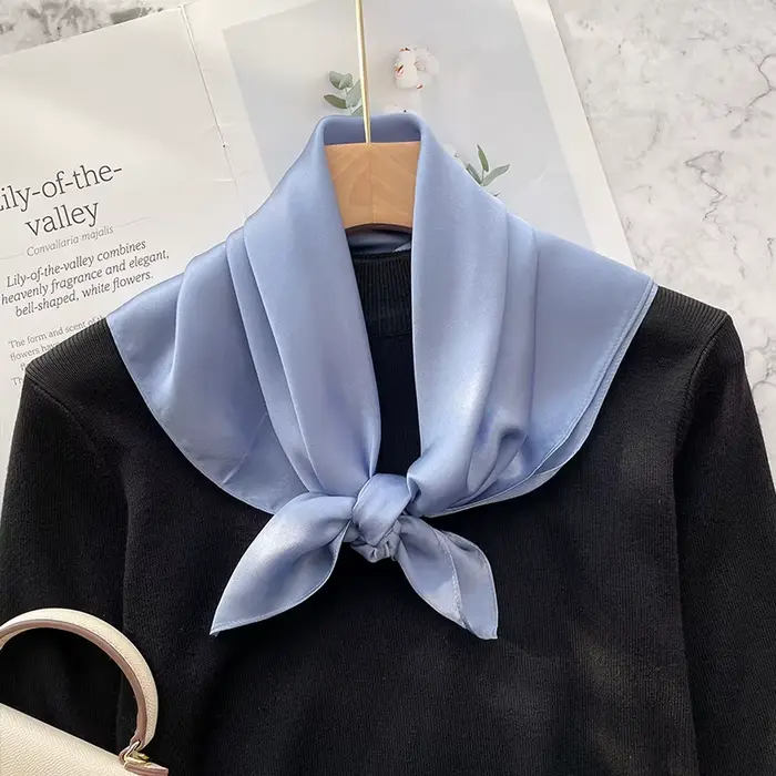 100% Pure femme soie cheveux écharpe Bandana 70 cm féminin couleur unie femme écharpe soie naturelle