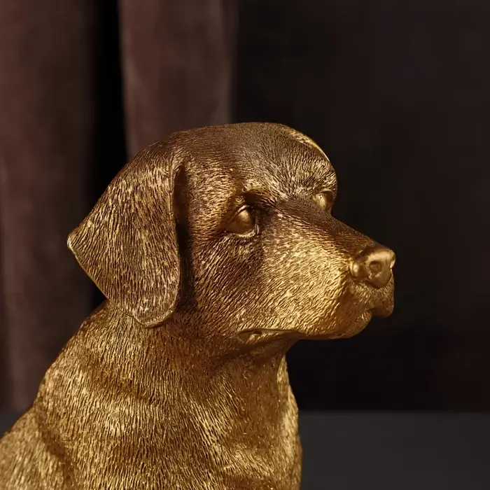 Statue de Golden Retriever et de Bouledogue Français en résine moderne pour décoration de bureau ou maison occasions spéciales chiots dorés