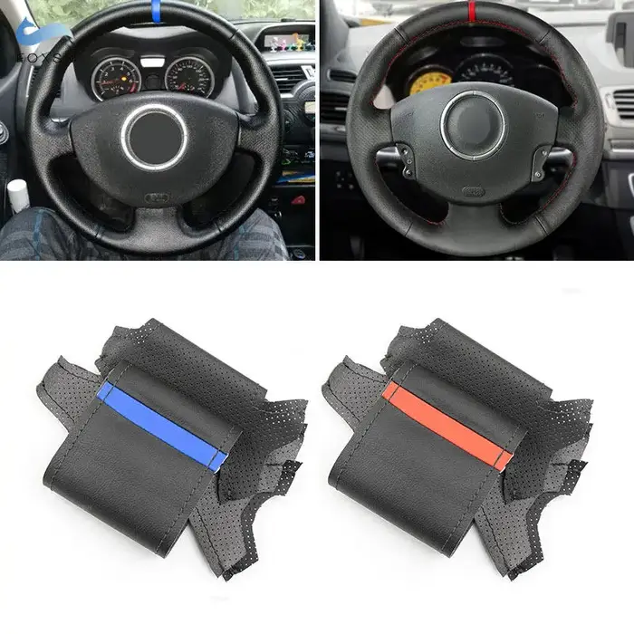 Tresse sur volant pour Renault Megane 2 2003-2008 Kangoo 2008 Scenic 2 2003-2009, housse en cuir cou