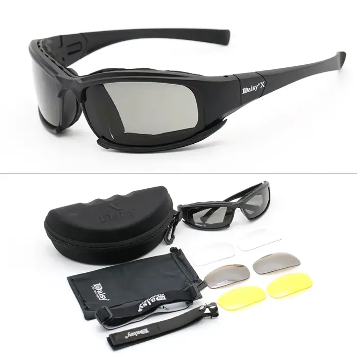 Lunettes tactiques militaires anti-buée, protection UV, coupe-vent pour sports de plein air, cyclism