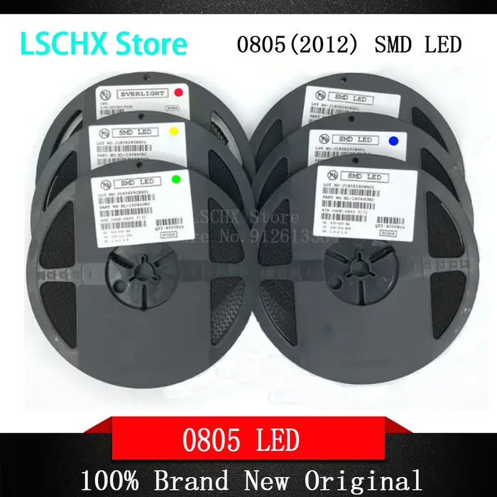 Diodes LED SMD 3000, 1 bobine, 0805 pièces, lumière jaune, rouge, vert, bleu, blanc, offre spéciale