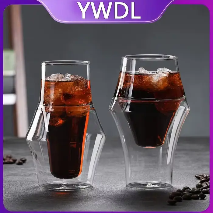 YWDL Nouvelle Tasse à Café Expresso Créative en Verre Double Paroi Anti-brûlure, Tasse à Lait, à Bra
