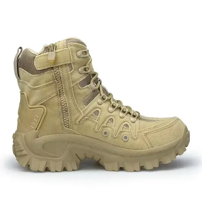 Bottes de chasse pour hommes, bottes de randonnée, bottes tactiques, chaussures de travail, chaussures de sécurité, bottes de moto, grande taille 39-46, cuir et polyester, respirantes, à lacets, Wolf Enemy