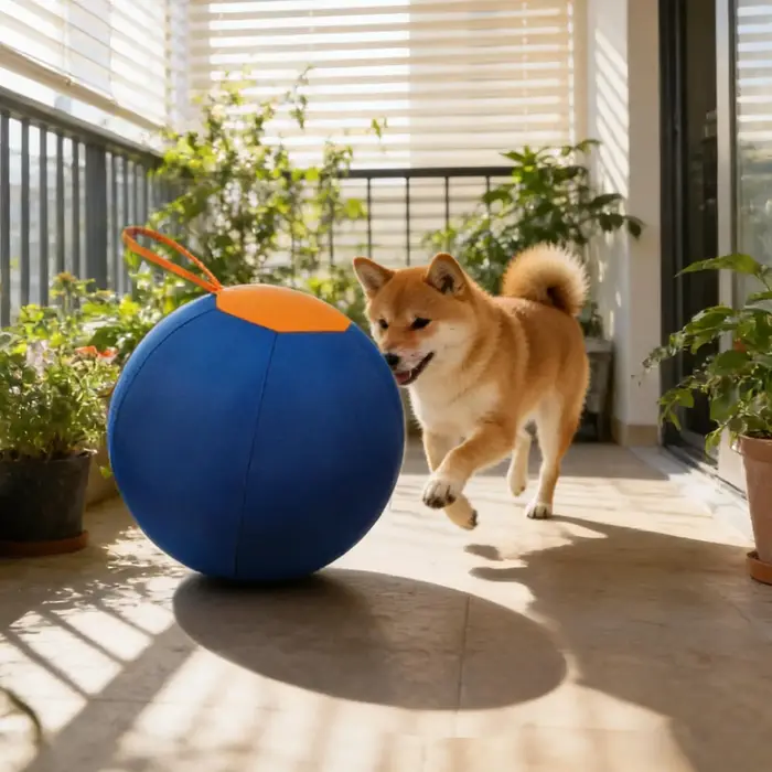 Balle de jeu interactive en plastique bleu pour chiens de toutes tailles, pour jouer à l'intérieur et à l'extérieur, stimuler l'esprit et le corps de votre animal de compagnie, résistant aux mordillements et aux griffures
