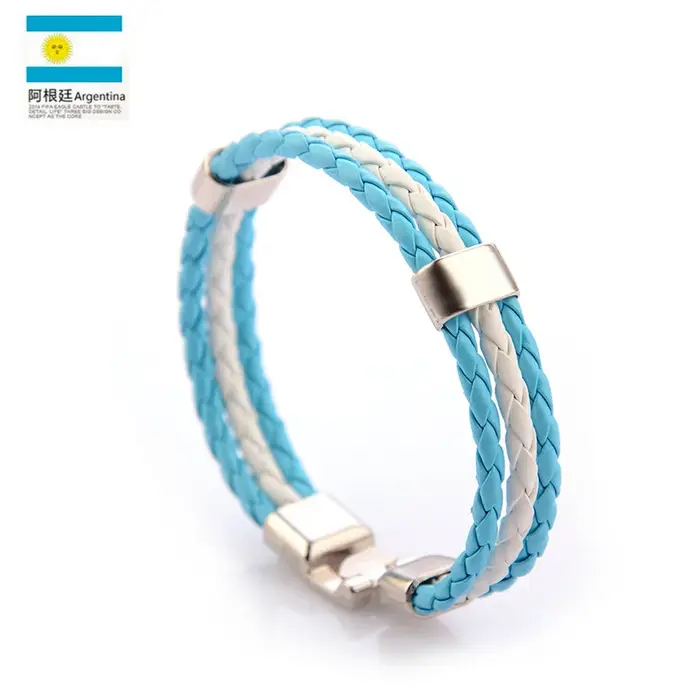 Bracelet en cuir tressé unisexe de l'équipe nationale d'italie, France, russie, drapeau National, co