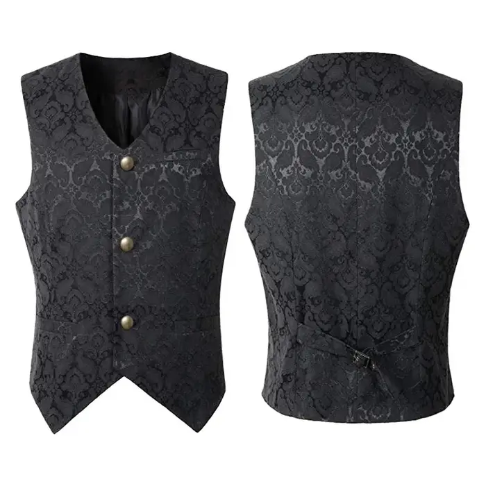 Gilet Steampunk Renaissance pour hommes, manteau gothique Jacquard, simple boutonnage, robe formelle