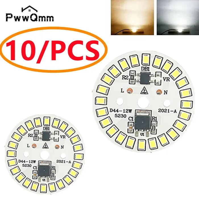 PwwQmm 10 pcs/lot puce LED 15 W 12 W 9 W 7 W 5 W 3 W pas besoin de pilote AC 220 V-240 V SMD 2835 pe