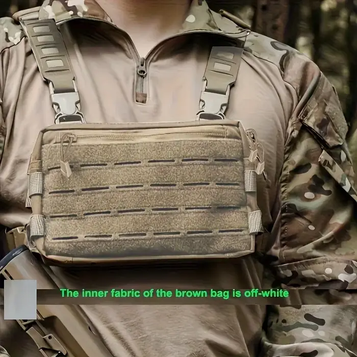 Sac de poitrine tactique en nylon avec compartiment intérieur élasthanne pour activités de plein air course reconnaissance