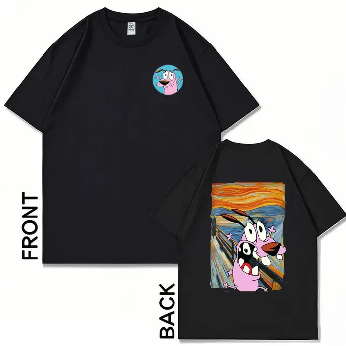 Courage mignon le chien lâches T-Shirts animés pour hommes femmes mode d'été courageux dessin animé imprime élastique hauts de sport coton