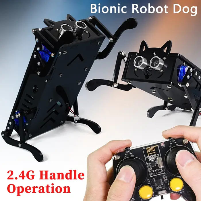 Kit de chien mécanique bionique à quatre pattes module de programmation graphique HXFB pour développement et télécommande kaki