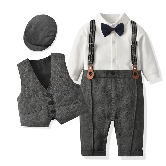 Nouveau-né garçon vêtements formels ensemble infantile garçon Gentleman anniversaire barboteuse tenu