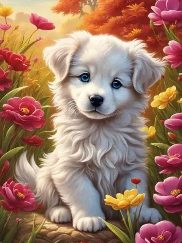Momoart-Broderie Diamant pour Décoration Murale, Peinture Diamant, Animal DIY, Fleur, Chien, Carré C