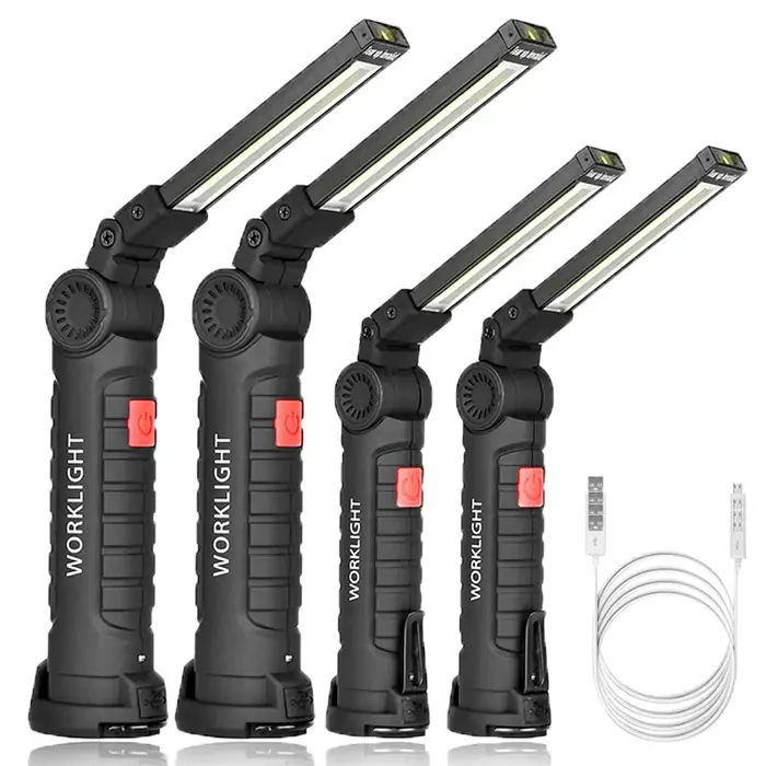 Lampe de poche magnétique LED COB, Portable, Rechargeable par USB, lampe suspendue avec batterie int