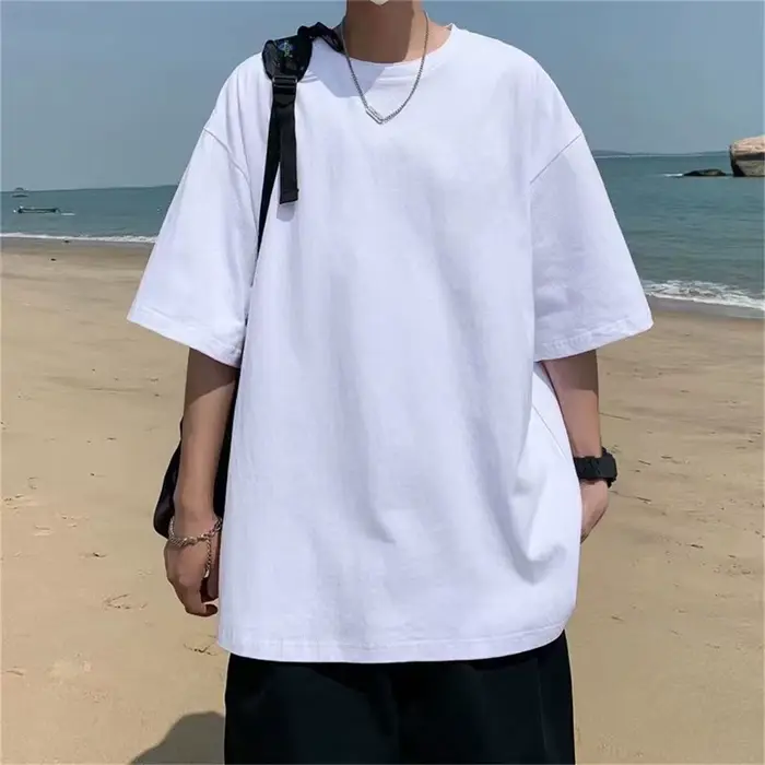 Mode solide Polyester T-shirts pour hommes t-shirt de base t-shirt décontracté hauts surdimensionnés qualité unisexe T-shirts courts T-shirts hommes vêtements