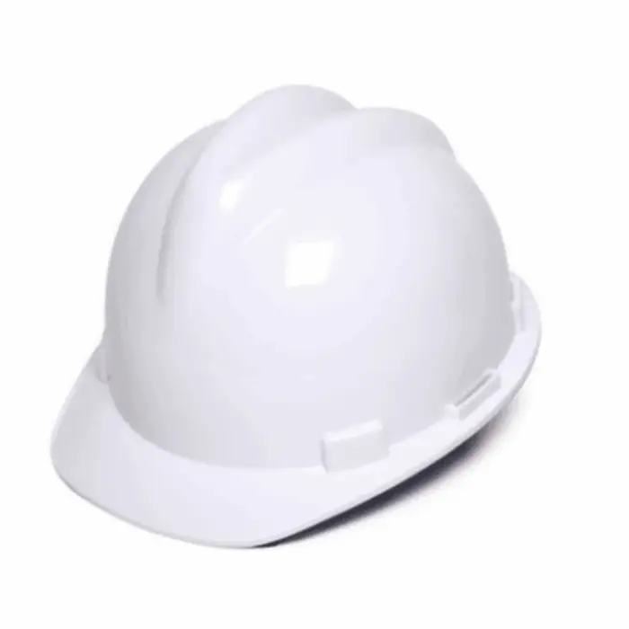 Casque de sécurité robuste avec visière solaire pour chantier, protection contre les impacts et chocs, confort rembourré, disponible en blanc, bleu, jaune et rouge pour travailleurs sur chantier