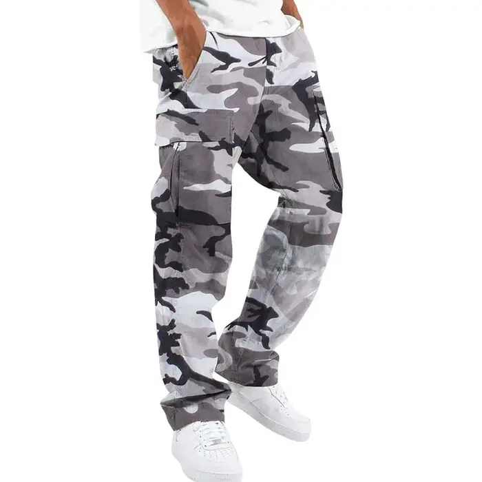 Salopette loose homme grandes poches élastique taille - Pantalon travail camouflage chasse sport