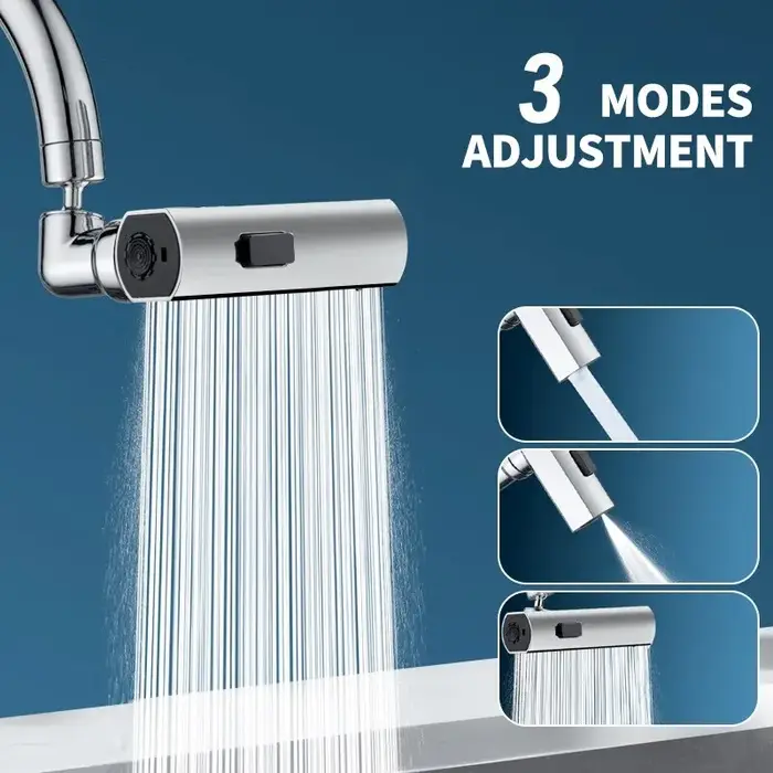 Extension universelle robinet 3 niveaux cascade - Lavage légumes anti-éclaboussures rotatif - Joint universel cuisine