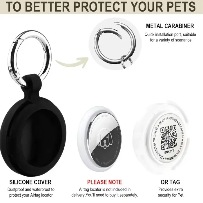 Support Airtag avec étiquettes intelligentes QR pour animaux de compagnie