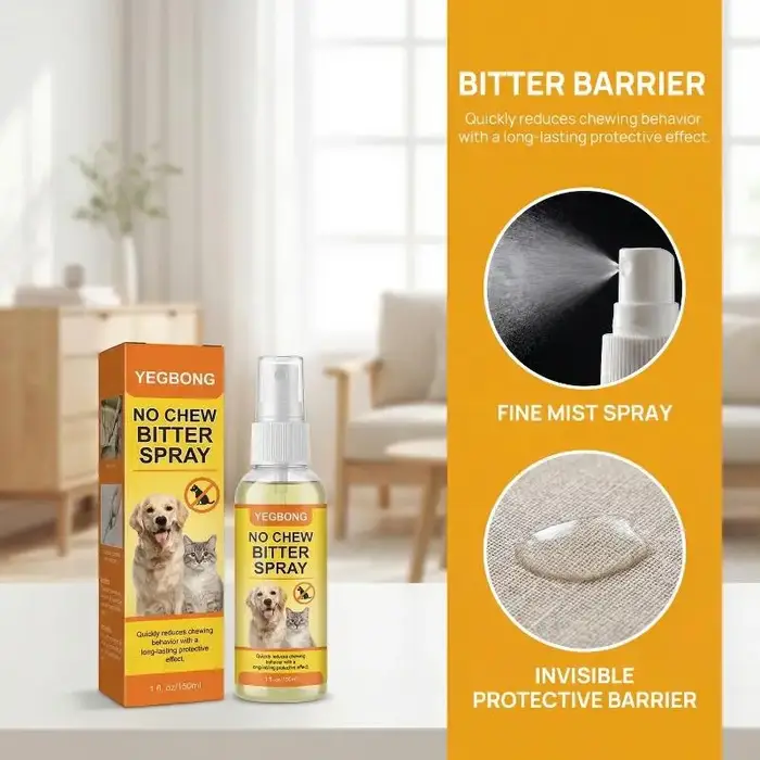 Yegbong Spray Astringent Anti-Mastication pour Chiens – Aide à l'Entraînement, Arrête de Mordre aux 