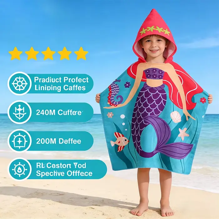 Peignoir à capuche de dessin animé pour garçons et filles, peut être déplié en une couverture plate, serviette de bain en fibre de polyester, petite cape pour enfants, serviette de plage absorbante et