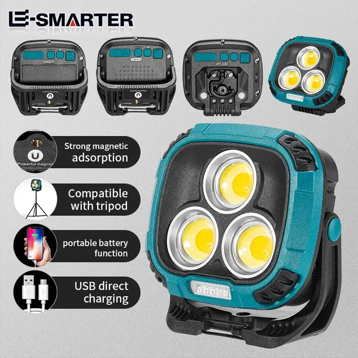 Lampe de poche LED puissante, batterie externe, torche Rechargeable par USB, forte absorption magnét