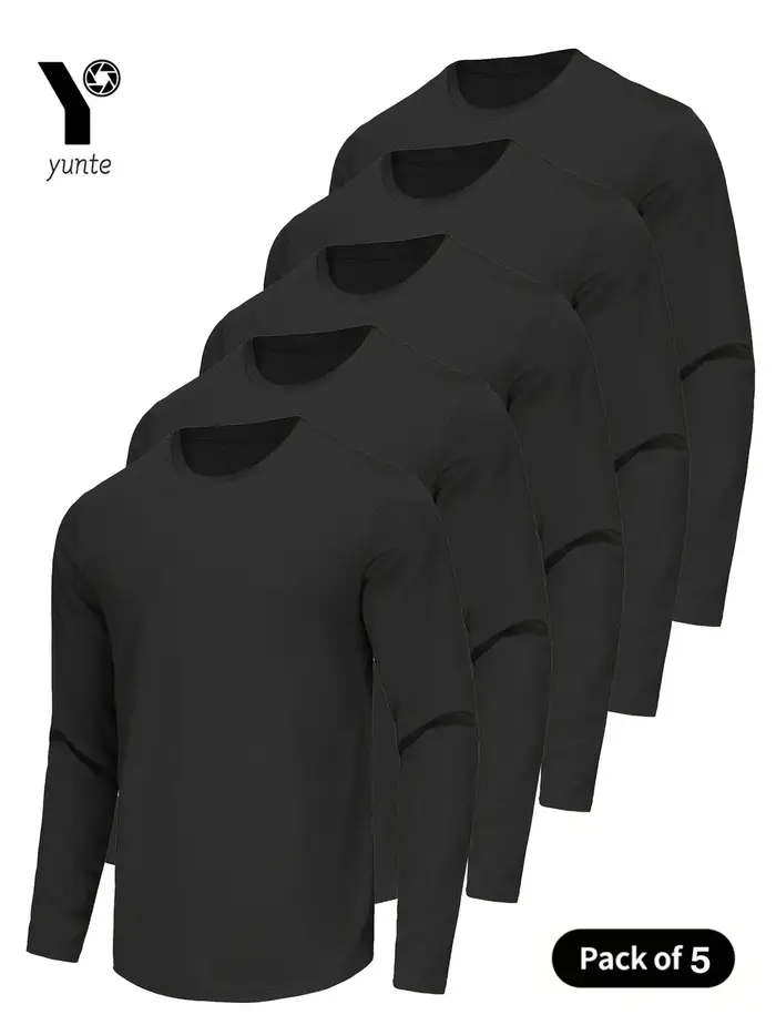 Chemise à col rond à manches longues pour homme, haut de fitness à séchage rapide, chemise de sport 